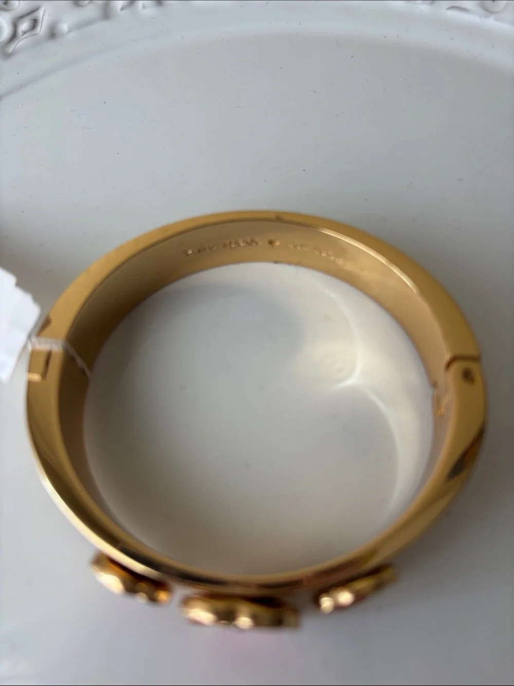 Kate Spade NWOT Gold Floral Pink Enamel Bangle Bracelet